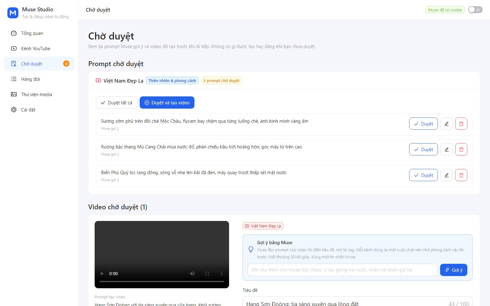 Duyệt video trước khi đăng